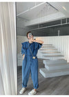 ルーズ ファッション感満々 目を奪われる プリント デニム 2色 ワンピース<U-10480>