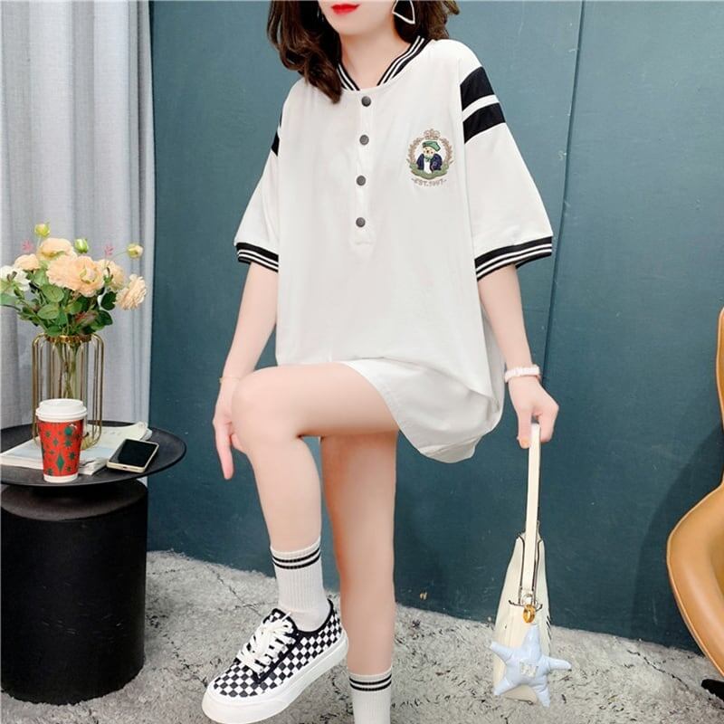 スタイリッシュ プリント 一目惚れ Tシャツ カットソー ワンピース＜U-3605＞