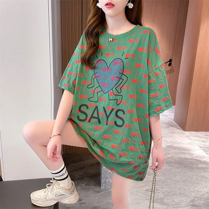 カジュアル 切り替え オシャレ度満点 プリント Tシャツ カットソー＜U-3411＞