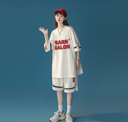 大好評 ファッション カジュアル ルーズ半袖Ｔシャツⅹパンツセット<U-6539>