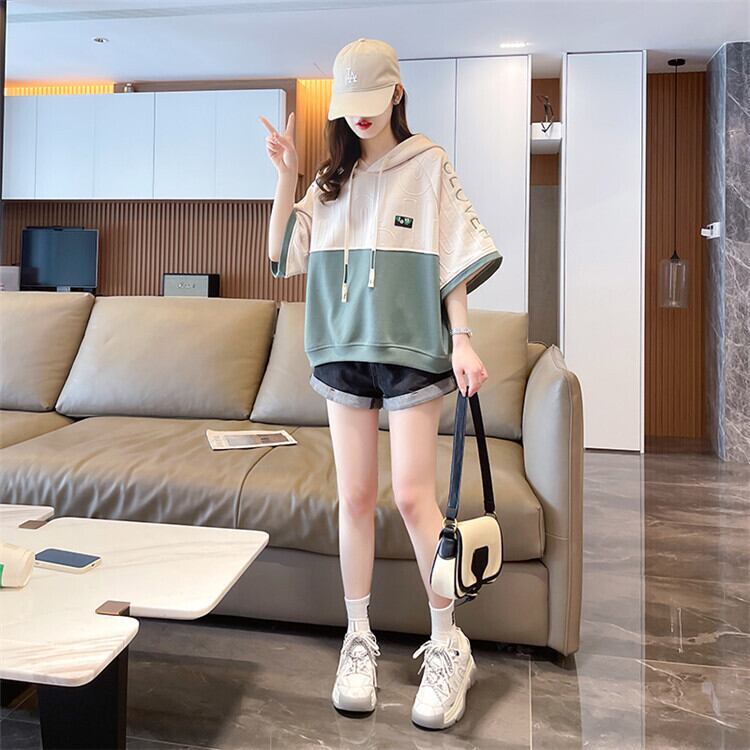 高級感 帽子付き 半袖 Tシャツ スウェット ＜U-8640＞