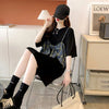 美人度アップ プリント 美腿効果抜群 Tシャツ カットソー ワンピース＜U-3357＞