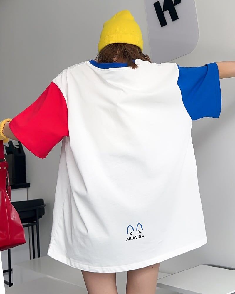 お勧めカラーマッチング ゆったり ビッグロゴ 半袖Tシャツ 全2色＜U-4838＞