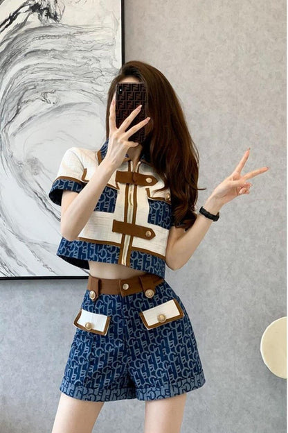 おすすめ おすすめ 話題沸騰中 上質 カジュアル 切り替え 半袖Ｔシャツ ショートパンツ セットアップ <U-11169>