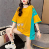 韓国風漫画刺繍ワッペン半袖Tシャツ<U-2991>
