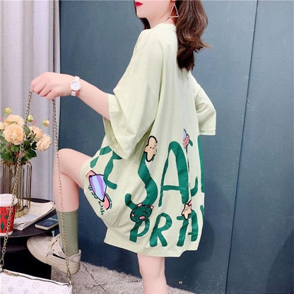 ファッション 切り替え 美人度アップ プリント Tシャツ カットソー＜U-3636＞