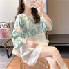 【半額！期間限定！！】大好評 プリント 猫柄 ロング Tシャツ 四色 ゆったりワンピース ＜U-4017＞