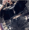 話題沸騰中 レイヤード風 アバンギャルド プリントTシャツ ゆったり半袖＜U-8102＞