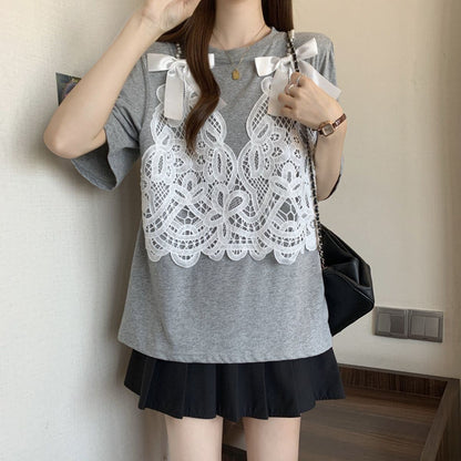 ファッション感満々 ロング丈 ゆったり 2色半袖Tシャツ＜U-10995＞
