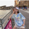 絶対欲しい キュート 話題沸騰中 絞り染め プリント 全2色 半袖Tシャツ<U-8759>