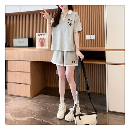 定番シンプル 切り替え カジュアル 半袖Ｔシャツⅹパンツセット全3色 <U-8267>