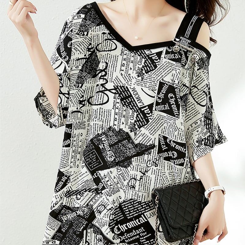 カジュアル ベアトップ お洒落 プリント Tシャツ カットソー＜U-3143＞