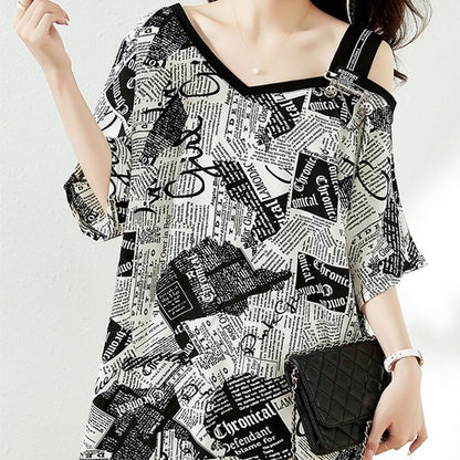 カジュアル ベアトップ お洒落 プリント Tシャツ カットソー＜U-3143＞