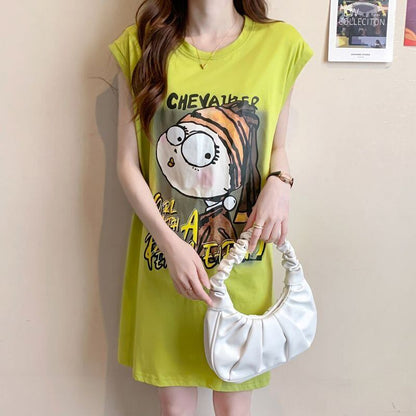 真夏も快適 着心地良い ファッション感満々 プリント全4色 ノースリーブ Tシャツ カットソー＜U-9161＞