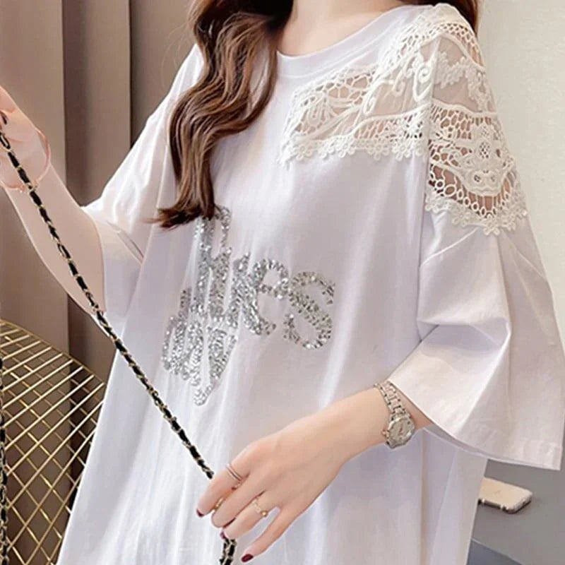 清純甘くて女子力UP ラウンドネック 一目惚れ 3色選択可 Tシャツ カットソー＜U-2950＞