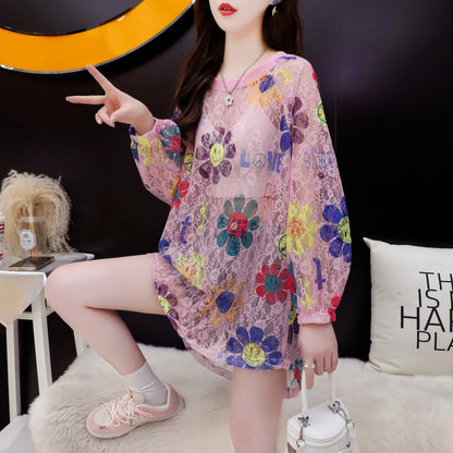 個性的なデザイン 3色選択可 清純甘くて女子力UP 透かし彫り Tシャツ カットソー＜U-3051＞