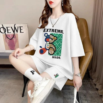 真夏も快適 全4色 軽くて涼しくて可愛い！カジュアル 半袖 Tシャツ ショートパンツ セットアップ ＜U-9204＞