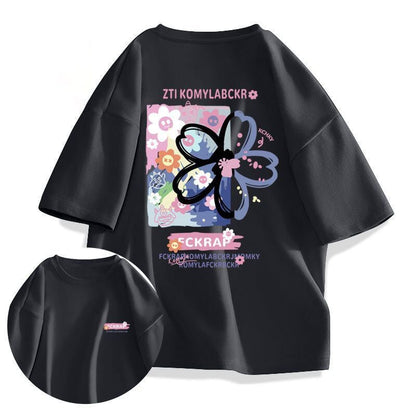今季マストバイ ルーズ カジュアル プリント全6色 半袖Tシャツ<U-8850>