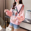 絶対欲しい グラフィックプリント セーラ服の襟 三色 長袖Tシャツトップス<U-4036>