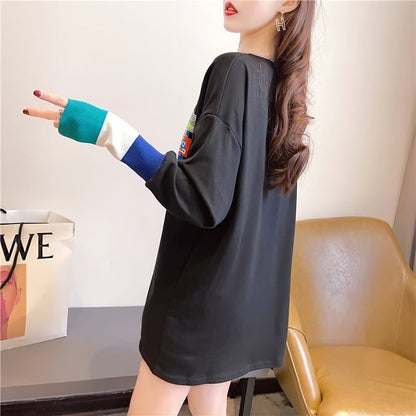 個性的なデザイン 切り替え 好感度満載 プリント Tシャツ カットソー＜U-3665＞
