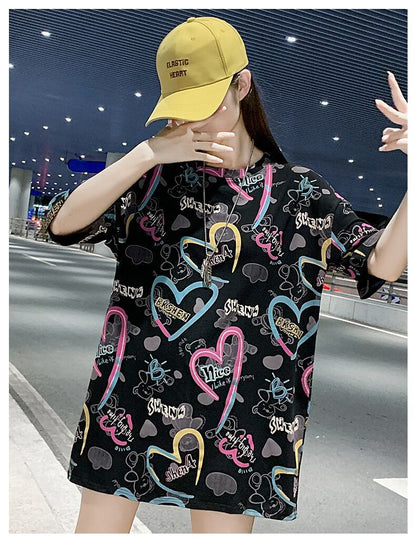 新商品 カジュアル 個性派 プリント ゆったり 半袖Tシャツ＜U-8534＞