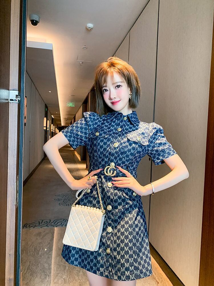 超人気 好感度UP 美人度アップ 上質 ファッション デニム ワンピース<U-8960>