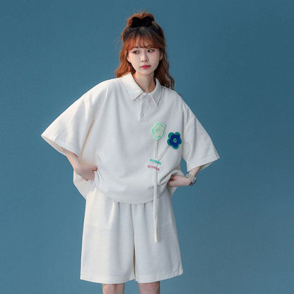 期間限定 ゆったり感アップ ファッション Tシャツ＋ショートパンツ セットアップ＜U-8679＞