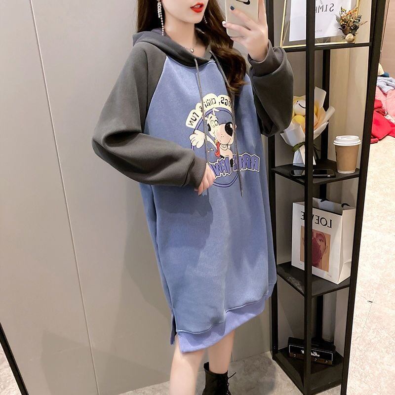 大人気厚手フード付きロングパーカー全3色＜U-4474＞