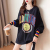 着?せ グラフィックプリント 虹色 ロング長袖Tシャツ 三色トップス＜U-4107＞