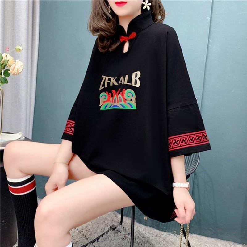 個性的なデザイン 切り替え 一目惚れ プリント Tシャツ カットソー＜U-3536＞