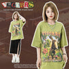 アメリカンレトロ絵画ウサギ半袖Tシャツカップル男女同スタイル<U-2910>