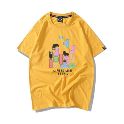 活躍する優秀アイテム 着心地良い カジュアル プリント 全8色 半袖Tシャツ 男女兼用<U-9321>