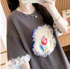 新作 好感度満載 個性的なデザイン ラウンドネック Tシャツ カットソー＜U-8405＞