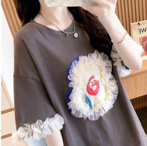 新作 好感度満載 個性的なデザイン ラウンドネック Tシャツ カットソー＜U-8405＞
