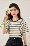 好感度UP ファッション カジュアル エレガント ストライプ柄 Tシャツ<U-8327>