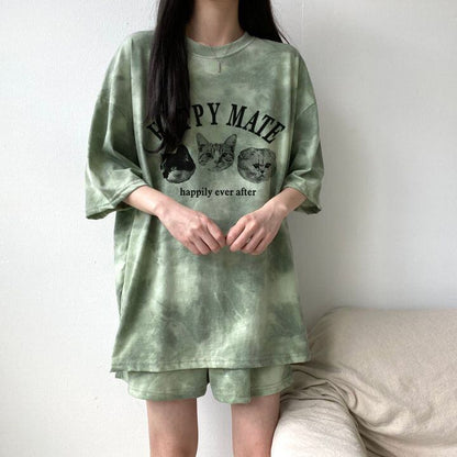 超人気 着心地良い どんな体型にも適合 カジュアル 全5色 半袖 Tシャツ ショートパンツ セットアップ ＜U-9268＞
