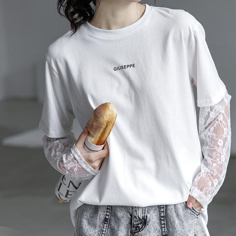 清純甘くて女子力UP 切り替え 美感いっぱい Tシャツ カットソー＜U-3020＞