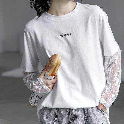 清純甘くて女子力UP 切り替え 美感いっぱい Tシャツ カットソー＜U-3020＞
