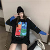 見逃し禁止レイヤード  グラフィックプリント 二色長袖Tシャツ＜U-4065＞