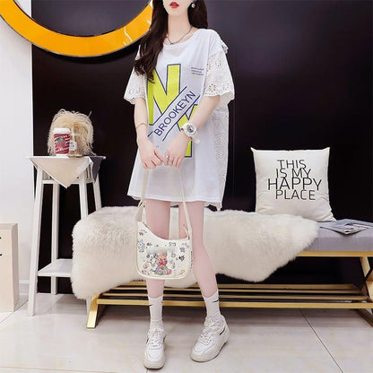 デザイン感 3色選択可 合わせやすい プリント Tシャツ カットソー＜U-3095＞