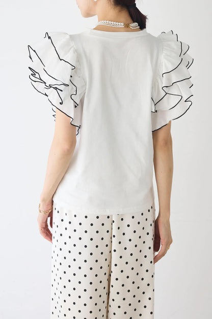 美人度アップ 早い者勝ち 大人可愛い カジュアル 共2色 Tシャツ<U-12149>