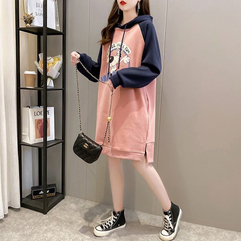 大人気厚手フード付きロングパーカー全3色＜U-4474＞
