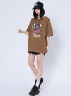話題沸騰中 ゆったり カジュアル プリント 6色 半袖Tシャツ＜U-8164＞