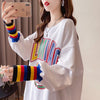 着?せ グラフィックプリント 虹色 ロング長袖Tシャツ 三色トップス＜U-4107＞