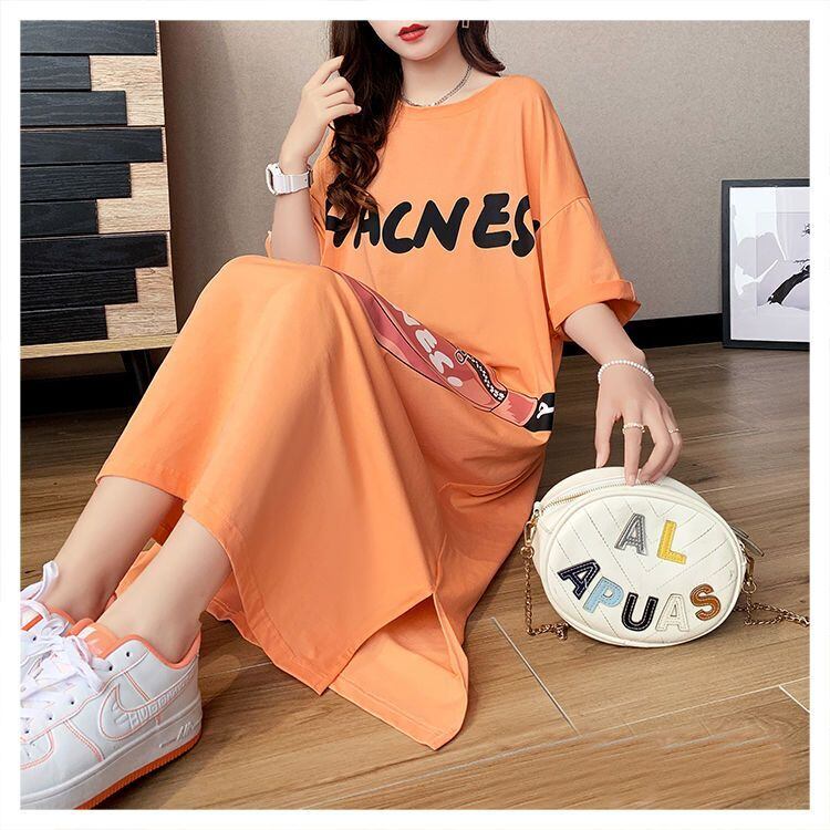 スタイリッシュ プリント カジュアル Tシャツ カットソー ワンピース＜U-8285＞