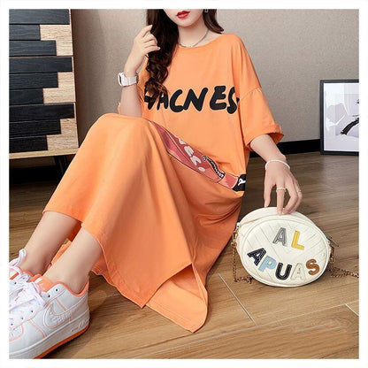 スタイリッシュ プリント カジュアル Tシャツ カットソー ワンピース＜U-8285＞