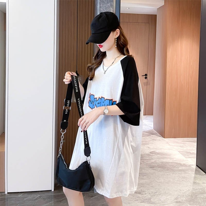 好感度満載 切り替え 美感いっぱい プリント Tシャツ カットソー＜U-3621＞