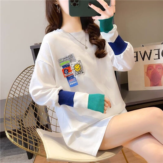 個性的なデザイン 切り替え 好感度満載 プリント Tシャツ カットソー＜U-3665＞