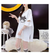 絶対欲しい ロング プリント ドロップショルダー Tシャツ ゆったり半袖 ＜U-2880＞