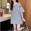 超人気 カジュアル 着回し力抜群 切り替え レース プリント全2色 半袖Tシャツ<U-9039>